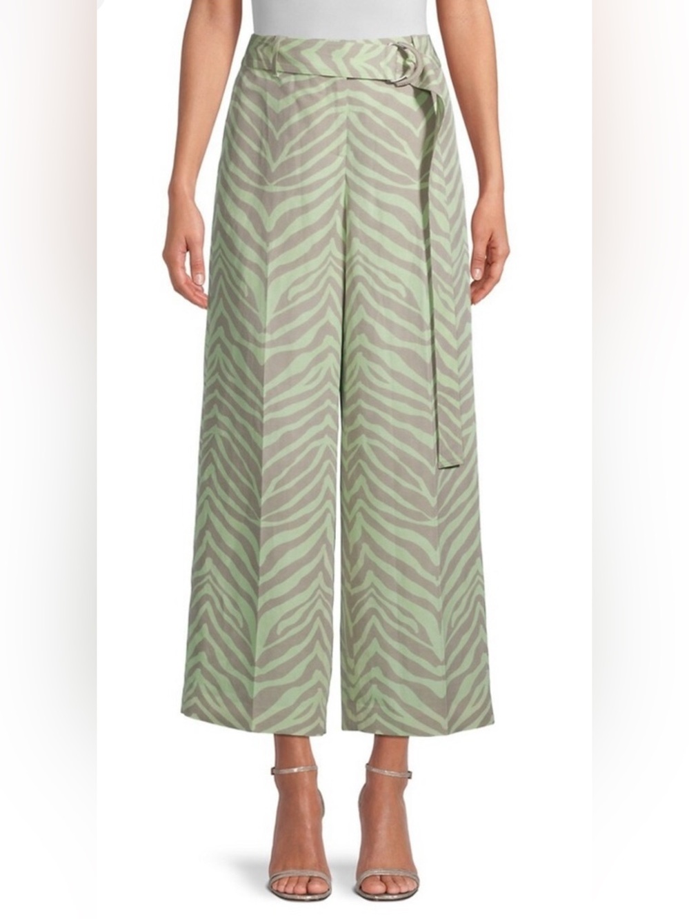 NWT $580 Lafayette 148 New York Rockefeller Belted Print Ankle Pants Size 4